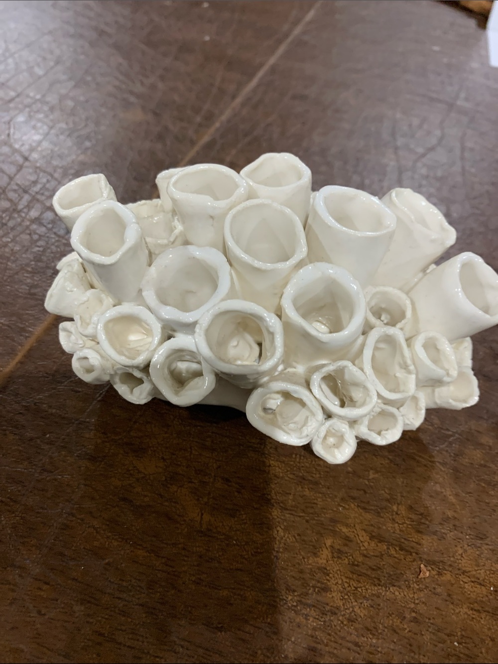 White Ceramic Coral Accent Sculpture - Home Accents. Hand made.